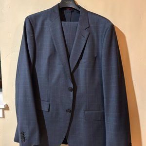 HUGO Hugo Boss Men's Slim-Fit Dark Blue/Rust Plaid Suit